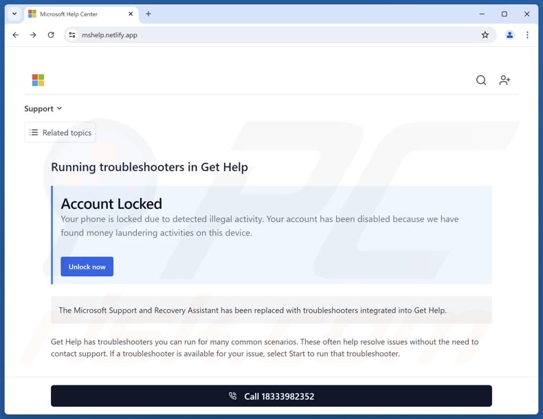 Microsoft Account Locked truffa