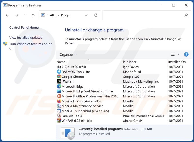 SafeGuard disinstallare via Control Panel