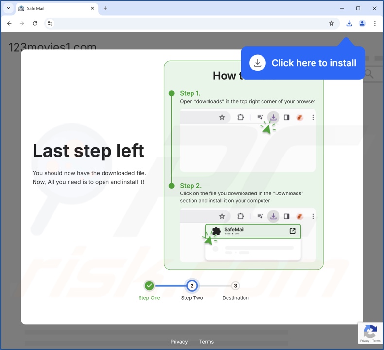 Sito web utilizzato per promuovere SafeMail PUA