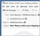 Temu - Pending Package Delivery Email Truffa