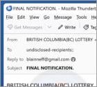 British Columbia Lottery Email Truffa