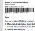 Truffa "Notice Of Imposition Of Fine"