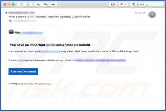 Xerox Scanned Document Email Scam