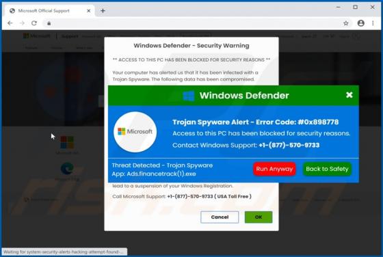 Trojan Spyware Alert POP-UP Truffa