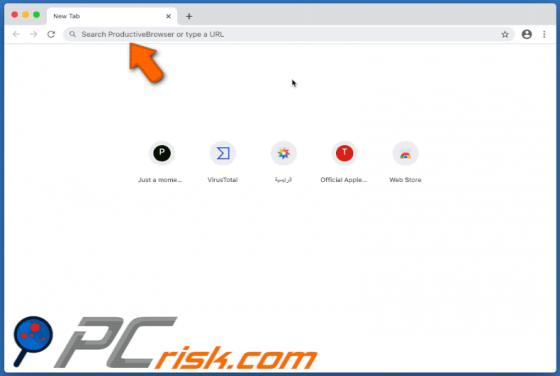 Search.productivebrowser.com Dirottamenti (Mac)