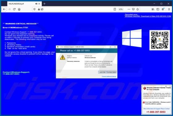 WARNING CRITICAL MESSAGE POP-UP truffa