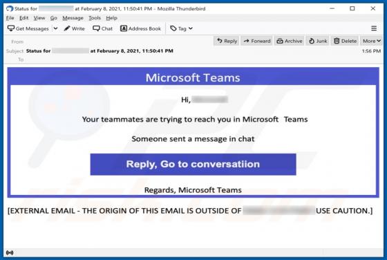 Microsoft Teams Email Truffa