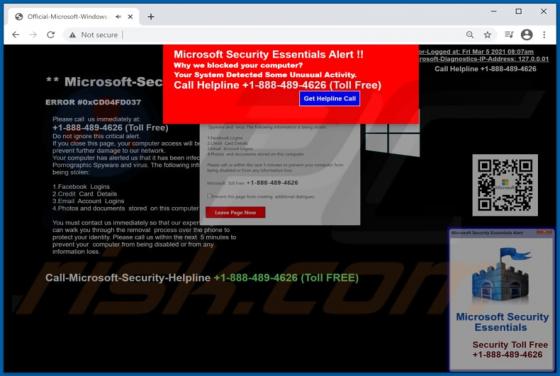 Microsoft Security Essentials Alert POP-UP Truffa