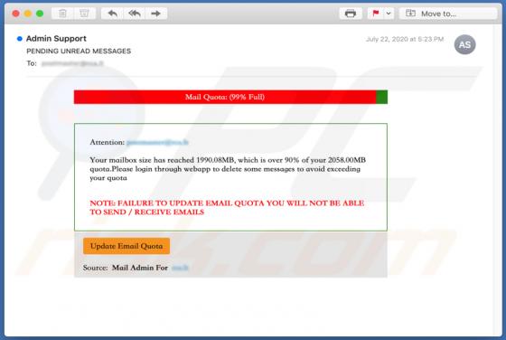 Mail Quota Email Scam