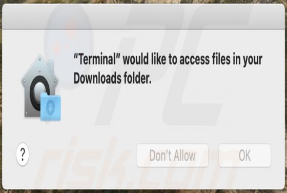 "Terminal" Would Like To Access Files In Your Download Folder POP-UP Truffa (Mac)