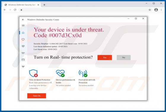 Code #007d3Cx0d POP-UP Truffa