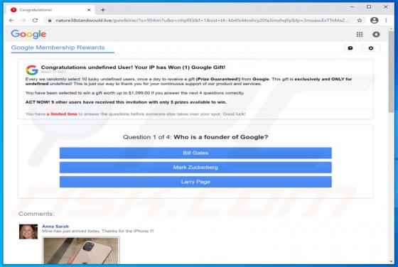 Google Membership Rewards POP-UP Truffa