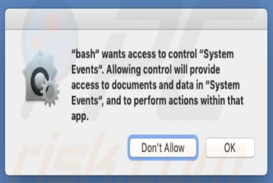 Bash Wants To Control System Events POP-UP Virus (Mac)