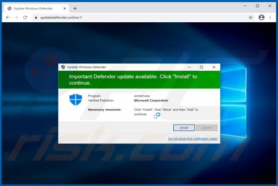 Important Defender Update Available POP-UP Truffa
