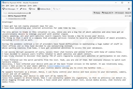 I Have Got Two Not Really Pleasant News For You Email Truffa