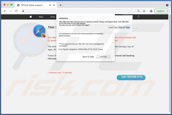 Your MAC Has Been Blocked Due To Suspicious Activity! POP-UP Truffa (Mac)