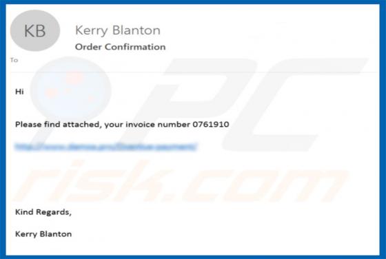 Order Confirmation Email Virus