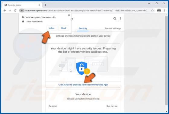 Your Device Might Have Security Issues POP-UP Truffa