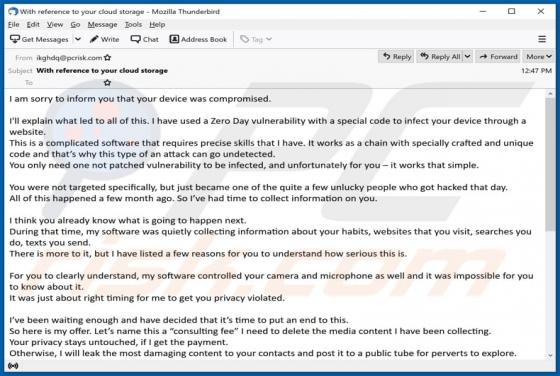 Your Device Was Compromised Email Truffa