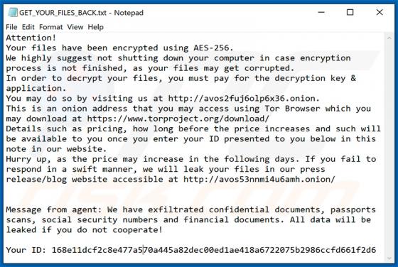 AvosLocker Ransomware