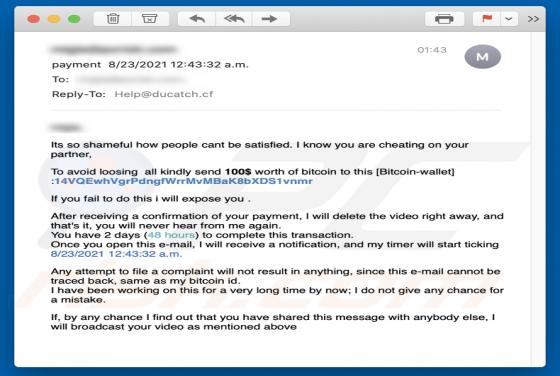 I Know You Are Cheating On Your Partner Email Scam