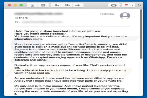 Have You Heard About Pegasus? Email Scam