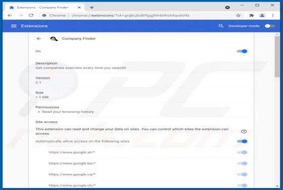 Company Finder Adware