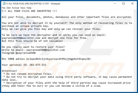 Payransom500 Ransomware