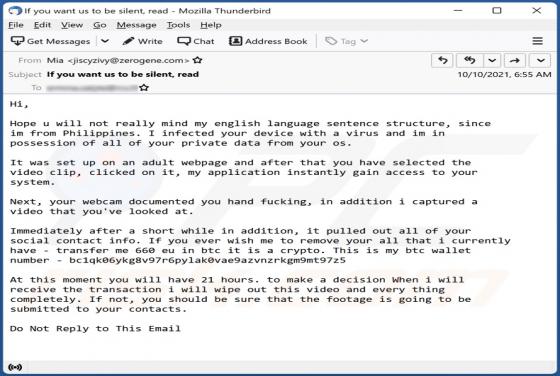 Im In Possession Of All Of Your Private Data Email Scam