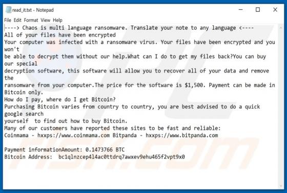 Chaos Ransomware