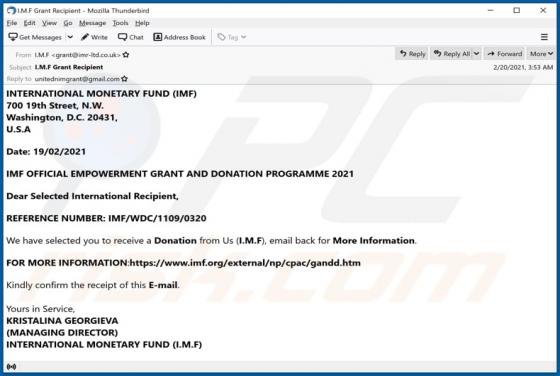 INTERNATIONAL MONETARY FUND (IMF) Email Truffa