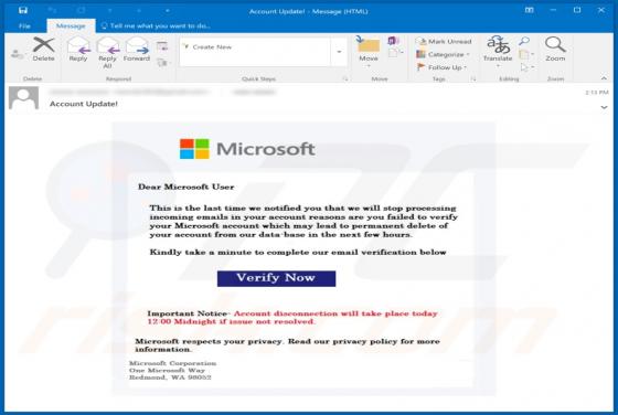 Verify Microsoft Account Email Truffa