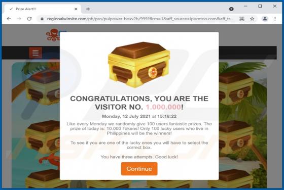 CONGRATULATIONS, YOU ARE THE VISITOR NO. 1.000.000 Truffa