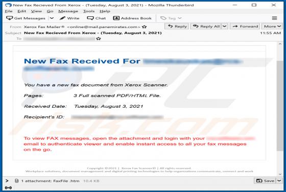 New Fax Received Email Truffa