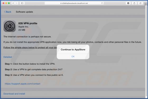 IOS VPN profile POP-UP Truffa (Mac)