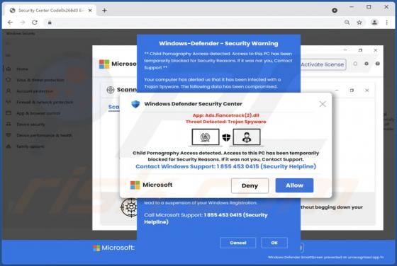 Child Pornography Access Detected POP-UP Truffa