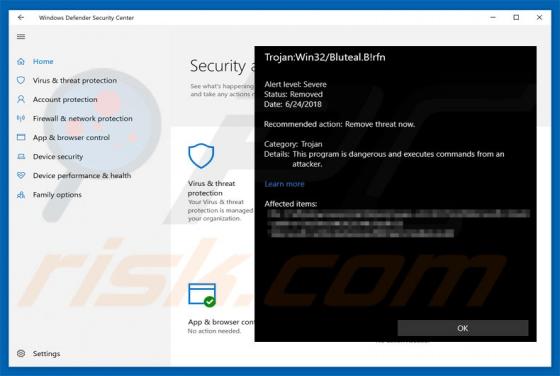 Win32/Bluteal.B!rfn Trojan