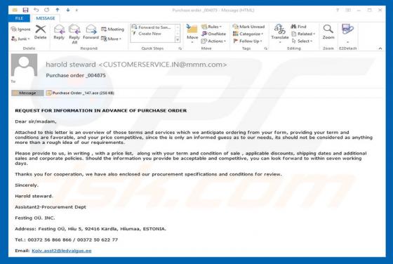 Purchase Order Email Virus