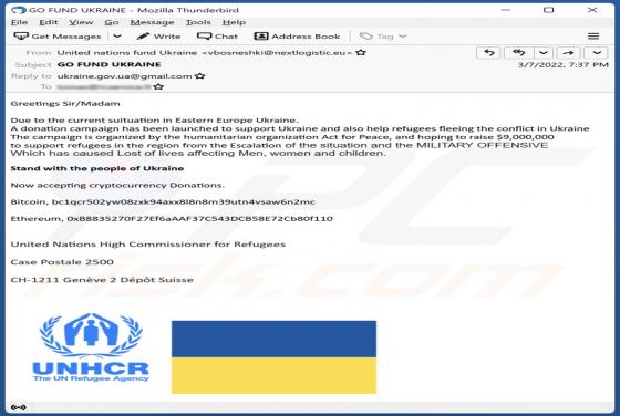 UNHCR Email Truffa