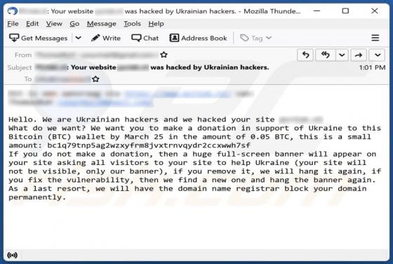We Are Ukrainian Hackers And We Hacked Your Site Email Truffa