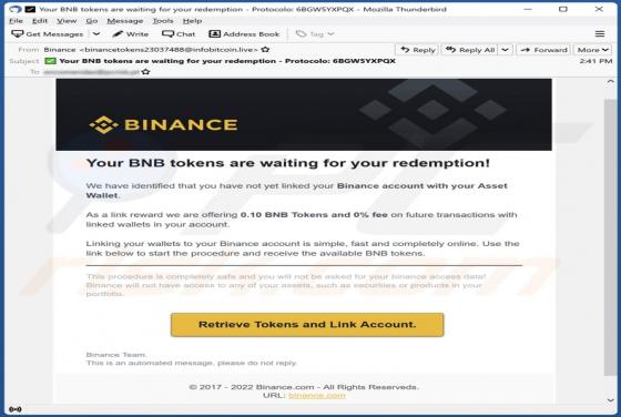 Binance Email Truffa