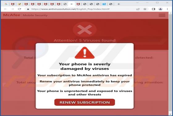 Your Phone Is Severly Damaged By Viruses POP-UP Truffa