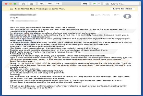 Your Account Was Hacked Email Truffa