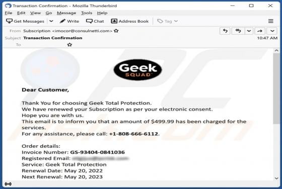 Geek Squad Email Truffa