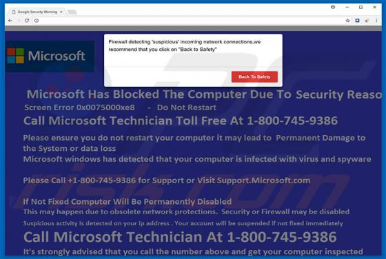 Microsoft Has Blocked The Computer Truffa
