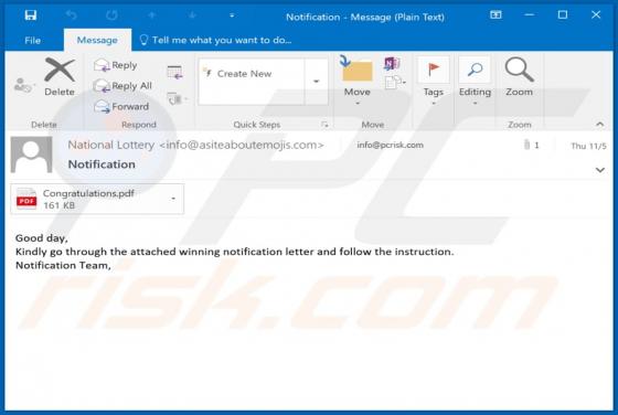 National Lottery Email Truffa