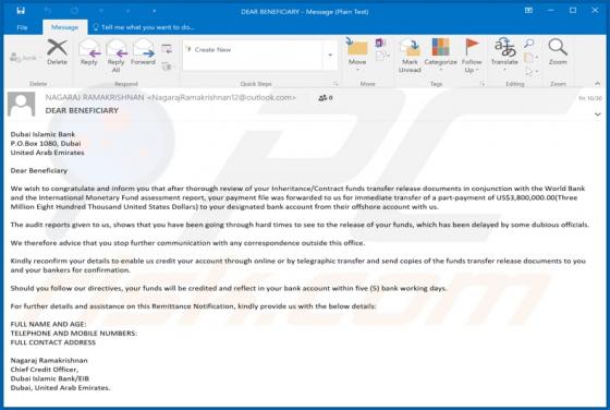 Beneficiary/Inheritance Email Truffa