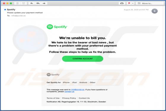 Spotify Email Truffa