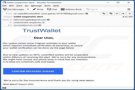 TrustWallet Email Truffa