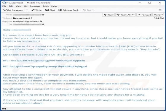 I Know That You Cheat On Your Partner Email truffa